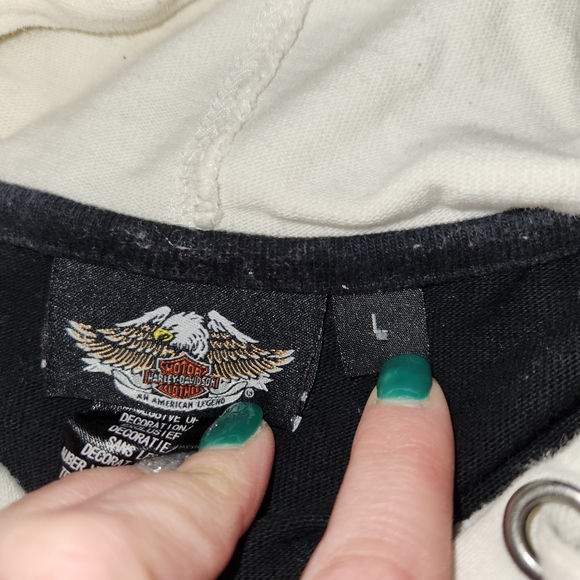 Vtg Harley Davidson Full Ziz Hoodie Women L, Black Logo Embroidered Biker 90s - Picture 4 of 9